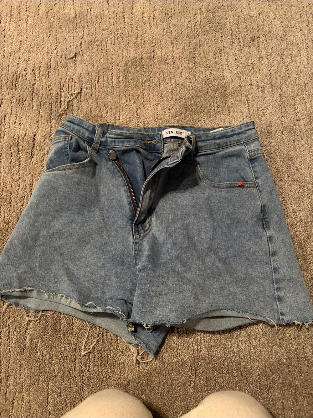 Classic Blue High-Rise Denim Shorts Stretchy and Comfy